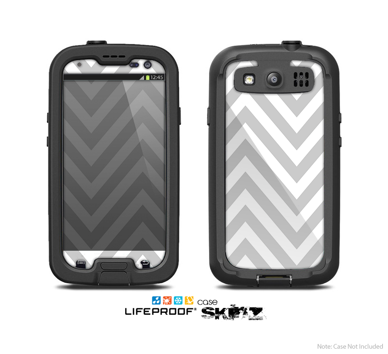 The Gray & White Sharp Chevron Pattern Skin For The Samsung Galaxy S3 LifeProof Case
