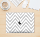 The Gray & White Sharp Chevron Pattern Skin Kit for the 12" Apple MacBook (A1534)