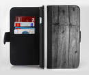 The Gray Worn Wooden Planks Ink-Fuzed Leather Folding Wallet Credit-Card Case for the Apple iPhone 6/6s, 6/6s Plus, 5/5s and 5c