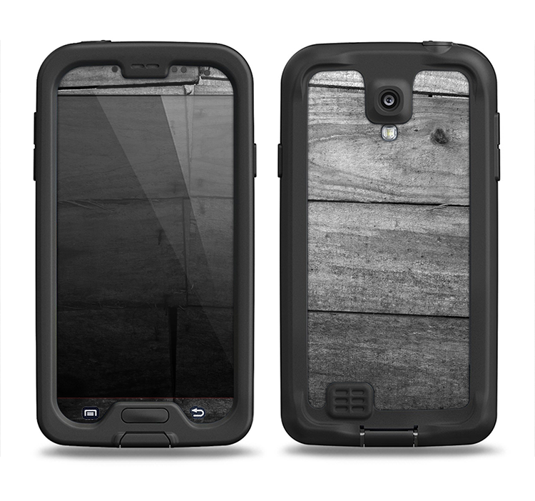The Gray Worn Wooden Planks Samsung Galaxy S4 LifeProof Nuud Case Skin Set