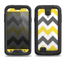 The Gray & Yellow Chevron Pattern Samsung Galaxy S4 LifeProof Nuud Case Skin Set