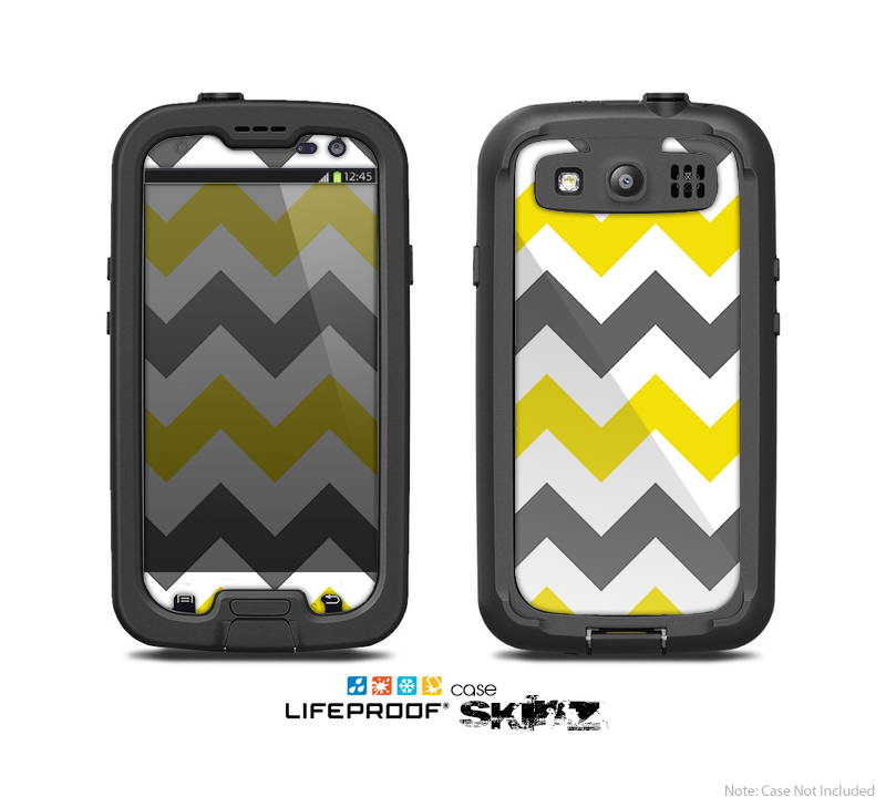 The Gray & Yellow Chevron Pattern Skin For The Samsung Galaxy S3 LifeProof Case