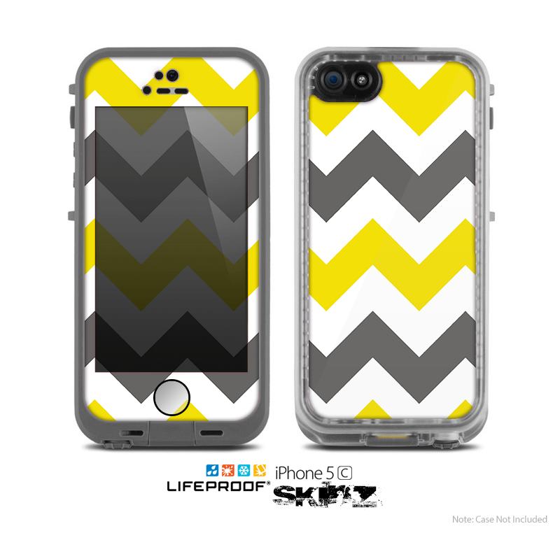 The Gray & Yellow Chevron Pattern Skin for the Apple iPhone 5c LifeProof Case