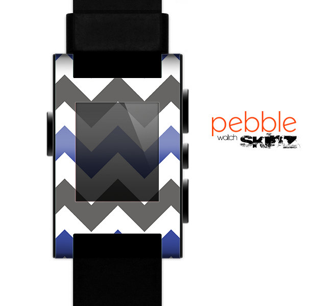 The Gray & Navy Blue Chevron Skin for the Pebble SmartWatch