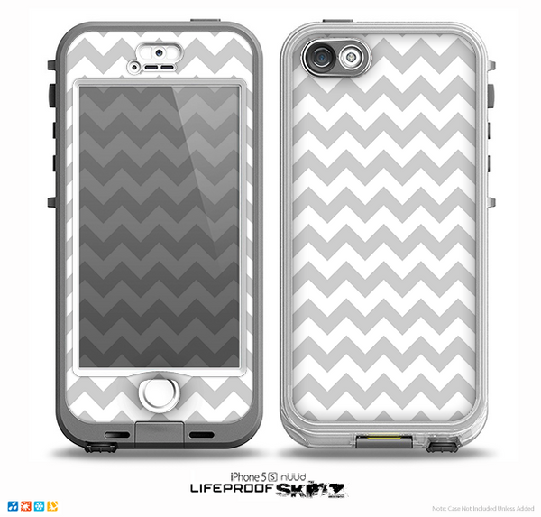 The Gray & White Chevron Pattern Skin for the iPhone 5-5s NUUD LifeProof Case for the LifeProof Skin