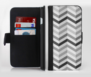 The Grayscale Gradient Chevron Zigzag Pattern Ink-Fuzed Leather Folding Wallet Credit-Card Case for the Apple iPhone 6/6s, 6/6s Plus, 5/5s and 5c