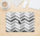 The Grayscale Gradient Chevron Zigzag Pattern Skin Kit for the 12" Apple MacBook (A1534)