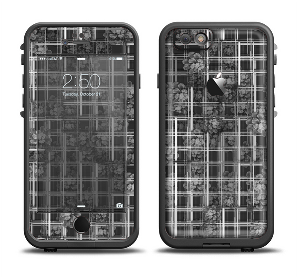 The Grayscale Lattice and Flowers Apple iPhone 6 LifeProof Fre Case Skin Set