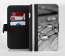 The Grayscale Watered Leaf Ink-Fuzed Leather Folding Wallet Credit-Card Case for the Apple iPhone 6/6s, 6/6s Plus, 5/5s and 5c