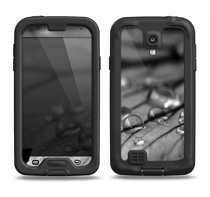 The Grayscale Watered Leaf Samsung Galaxy S4 LifeProof Nuud Case Skin Set