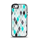 The Graytone Diamond Pattern with Teal Highlights Apple iPhone 5-5s Otterbox Symmetry Case Skin Set