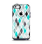 The Graytone Diamond Pattern with Teal Highlights Apple iPhone 5c Otterbox Commuter Case Skin Set