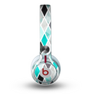 The Graytone Diamond Pattern with Teal Highlights Skin for the Beats by Dre Mixr Headphones