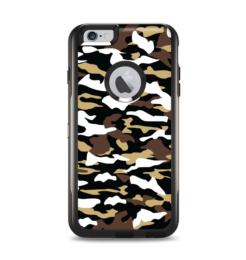 The Green-Tan & White Traditional Camouflage Apple iPhone 6 Plus Otterbox Commuter Case Skin Set