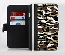 The Green-Tan & White Traditional Camouflage Ink-Fuzed Leather Folding Wallet Credit-Card Case for the Apple iPhone 6/6s, 6/6s Plus, 5/5s and 5c