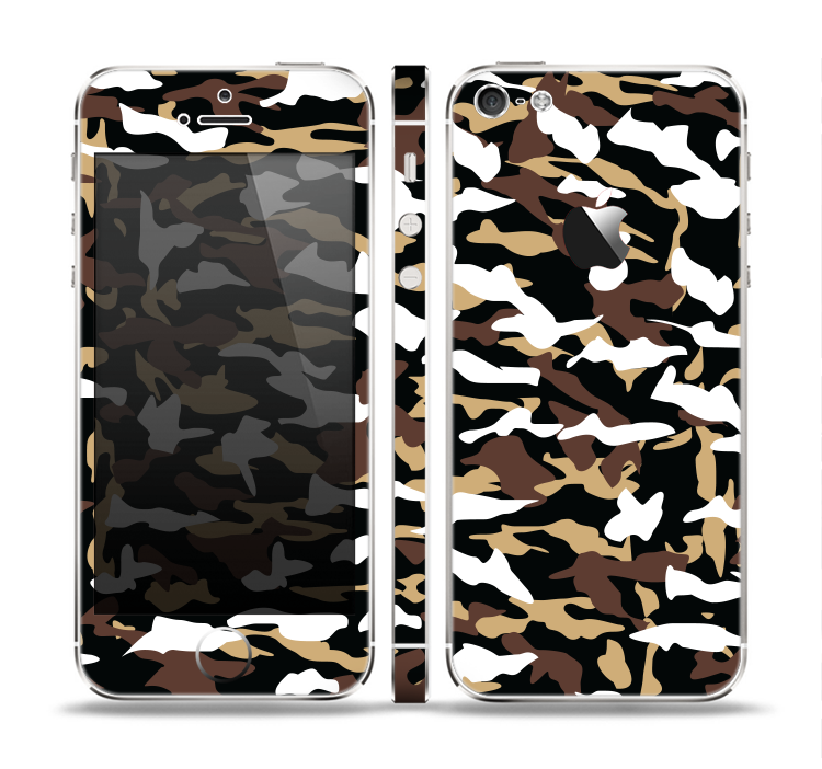 The Green-Tan & White Traditional Camouflage Skin Set for the Apple iPhone 5