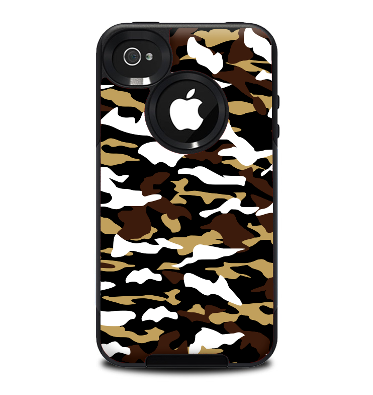 The Green-Tan & White Traditional Camouflage Skin for the iPhone 4-4s OtterBox Commuter Case