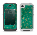The Green And Gold Vintage Scissors Apple iPhone 4-4s LifeProof Fre Case Skin Set