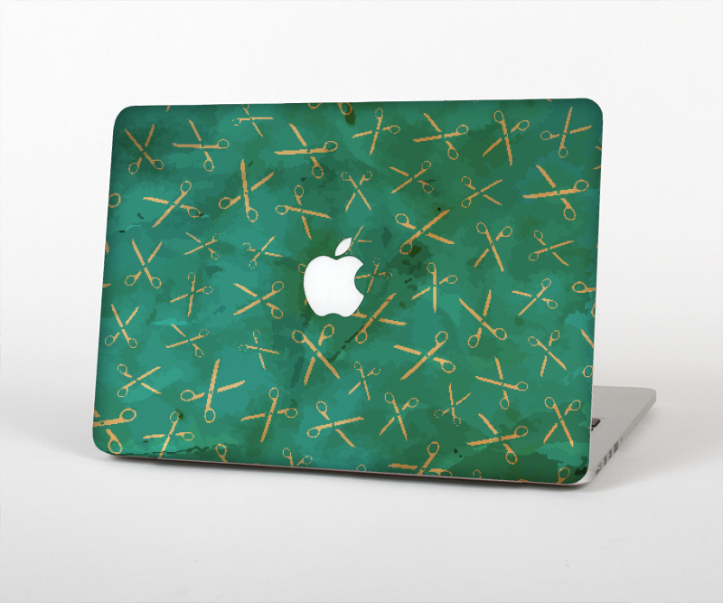 The Green And Gold Vintage Scissors Skin for the Apple MacBook Pro Retina 13"