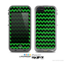 The Green & Black Chevron Pattern Skin for the Apple iPhone 5c LifeProof Case