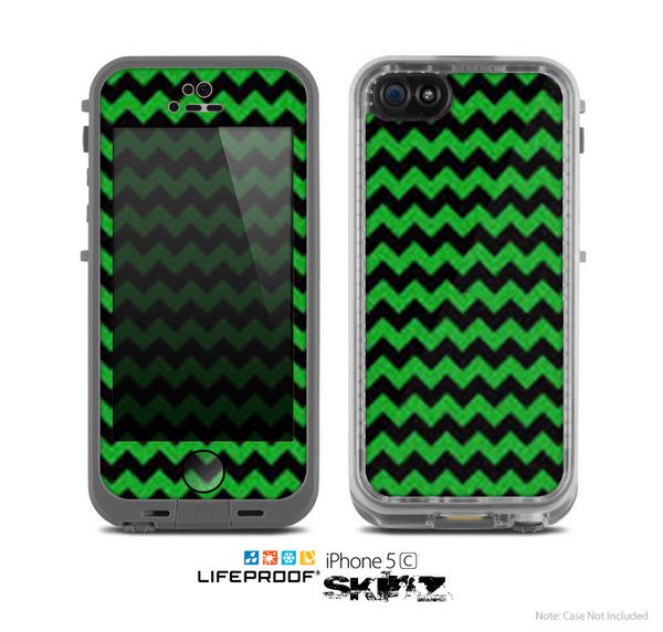 The Green & Black Chevron Pattern Skin for the Apple iPhone 5c LifeProof Case