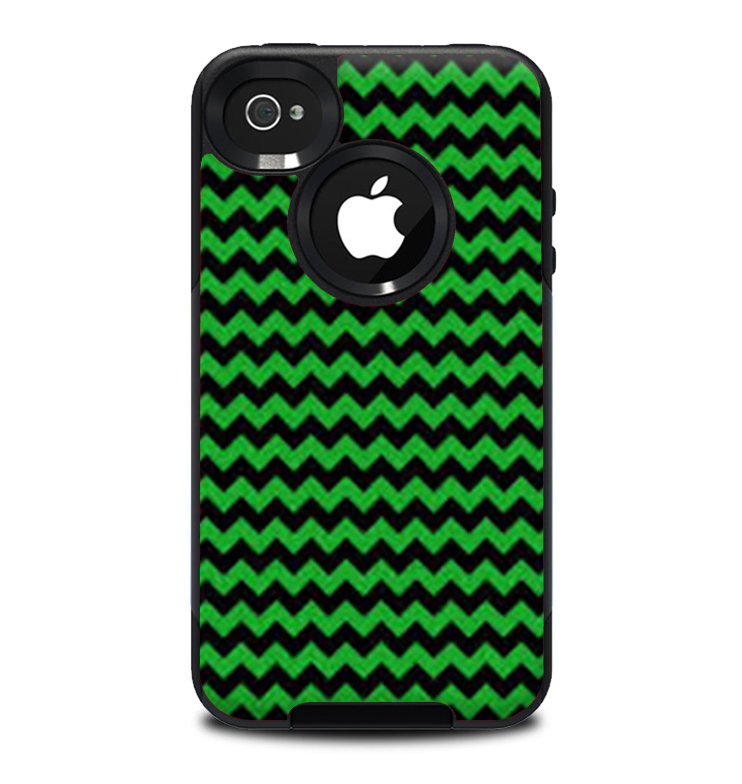 The Green & Black Chevron Pattern Skin for the iPhone 4-4s OtterBox Commuter Case