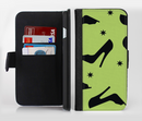 The Green & Black High-Heel Pattern V12 Ink-Fuzed Leather Folding Wallet Credit-Card Case for the Apple iPhone 6/6s, 6/6s Plus, 5/5s and 5c