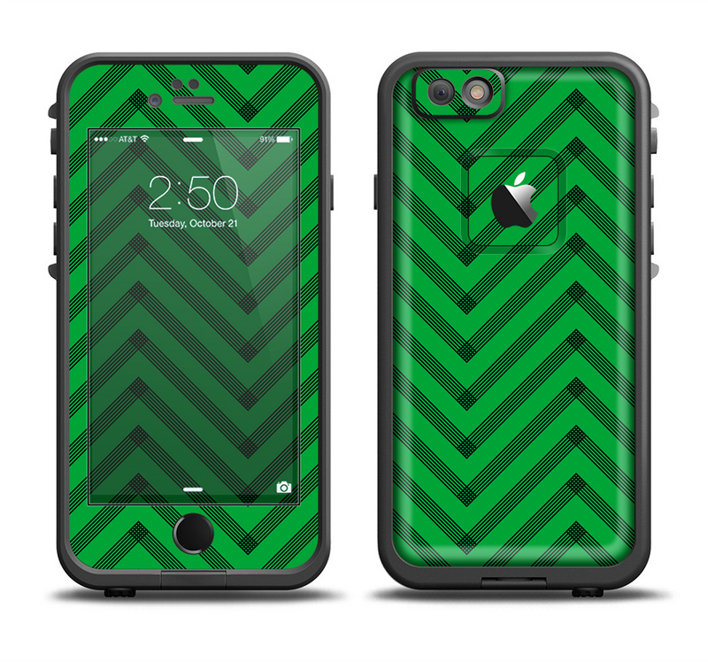 The Green & Black Sketch Chevron Apple iPhone 6/6s Plus LifeProof Fre Case Skin Set