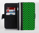 The Green & Black Sketch Chevron Ink-Fuzed Leather Folding Wallet Credit-Card Case for the Apple iPhone 6/6s, 6/6s Plus, 5/5s and 5c