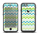 The Green & Blue Leveled Chevron Pattern Apple iPhone 6/6s LifeProof Fre Case Skin Set