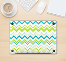 The Green & Blue Leveled Chevron Pattern Skin Kit for the 12" Apple MacBook (A1534)