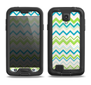 The Green & Blue Leveled Chevron Pattern Samsung Galaxy S4 LifeProof Nuud Case Skin Set