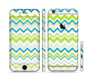 The Green & Blue Leveled Chevron Pattern Sectioned Skin Series for the Apple iPhone 6s Plus
