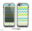 The Green & Blue Leveled Chevron Pattern Skin for the iPhone 5c nüüd LifeProof Case