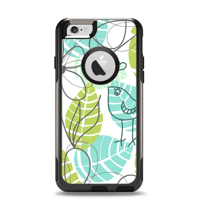 The Green & Blue Subtle Seamless Leaves Apple iPhone 6 Otterbox Commuter Case Skin Set