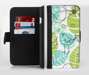 The Green & Blue Subtle Seamless Leaves Ink-Fuzed Leather Folding Wallet Credit-Card Case for the Apple iPhone 6/6s, 6/6s Plus, 5/5s and 5c