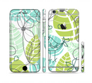 The Green & Blue Subtle Seamless Leaves Sectioned Skin Series for the Apple iPhone 6s Plus