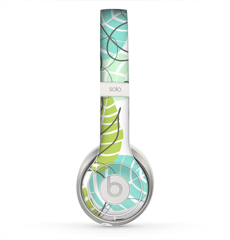 The Green & Blue Subtle Seamless Leaves Skin for the Beats by Dre Solo 2 Headphones