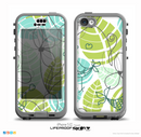 The Green & Blue Subtle Seamless Leaves Skin for the iPhone 5c nüüd LifeProof Case