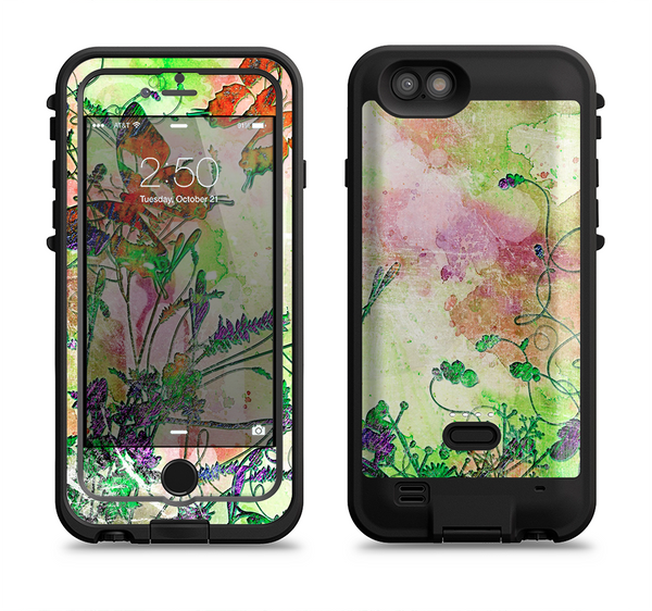 The Green Bright Watercolor Floral Apple iPhone 6/6s LifeProof Fre POWER Case Skin Set