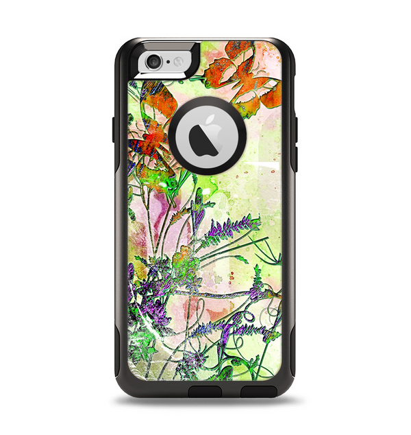The Green Bright Watercolor Floral Apple iPhone 6 Otterbox Commuter Case Skin Set