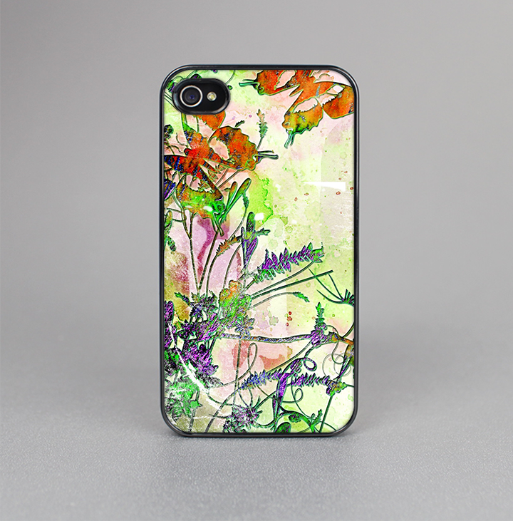 The Green Bright Watercolor Floral Skin-Sert for the Apple iPhone 4-4s Skin-Sert Case