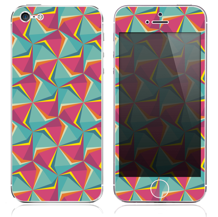 The Green & Coral Abstract Warped Pattern Skin for the iPhone 3, 4-4s, 5-5s or 5c
