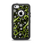 The Green Floral Swirls on Black Apple iPhone 5c Otterbox Defender Case Skin Set