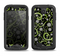 The Green Floral Swirls on Black Samsung Galaxy S4 LifeProof Nuud Case Skin Set