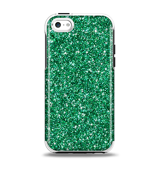 The Green Glitter Print Apple iPhone 5c Otterbox Symmetry Case Skin Set