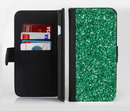 The Green Glitter Print Ink-Fuzed Leather Folding Wallet Credit-Card Case for the Apple iPhone 6/6s, 6/6s Plus, 5/5s and 5c