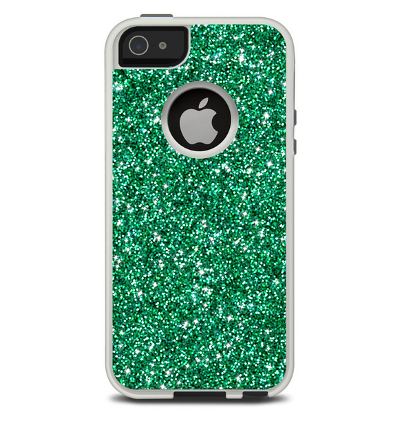 The Green Glitter Print Skin For The iPhone 5-5s Otterbox Commuter Case