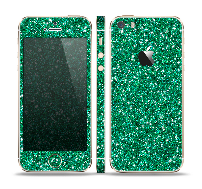 The Green Glitter Print Skin Set for the Apple iPhone 5s