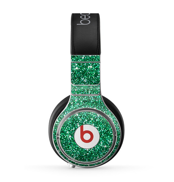 The Green Glitter Print Skin for the Beats by Dre Pro Headphones